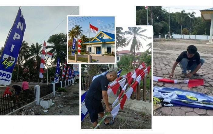 JELANG HUT KE-81 RI, KNPI LANGKAT KIBARKAN SEMANGAT MERAH PUTIH