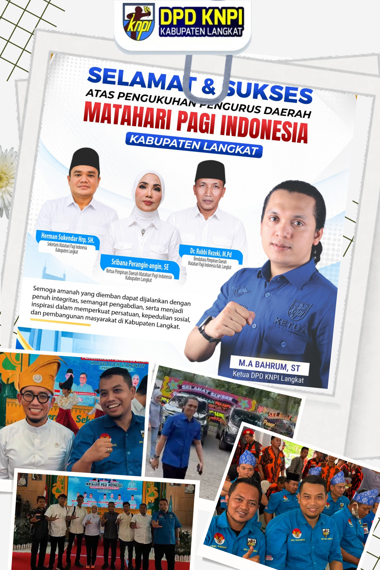 PENGUKUHAN PENGURUS DAERAH MATAHARI PAGI INDONESIA KAB LANGKAT PERIODE 2026 - 2031